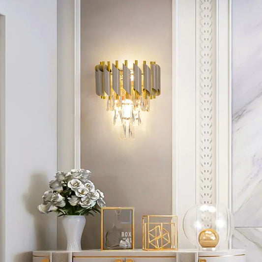 Aplique de pared DecorBites™ Crystal Gold de acero inoxidable con luz LED regulable