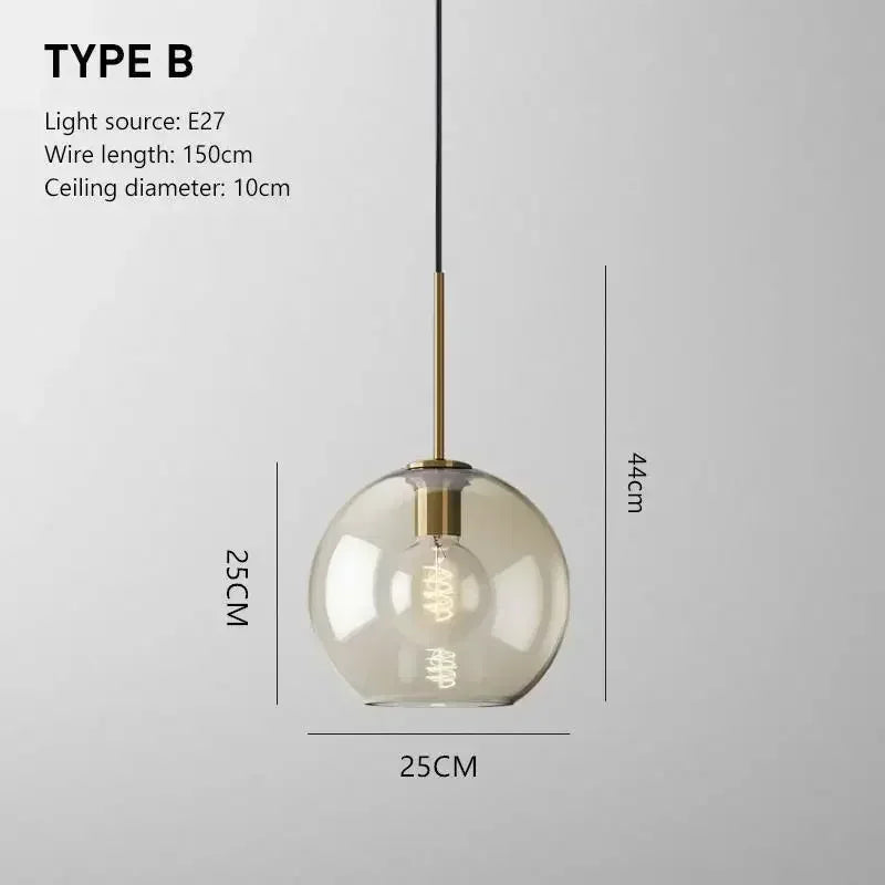 Vintage Glass Pendant Light With Nordic Modern Style