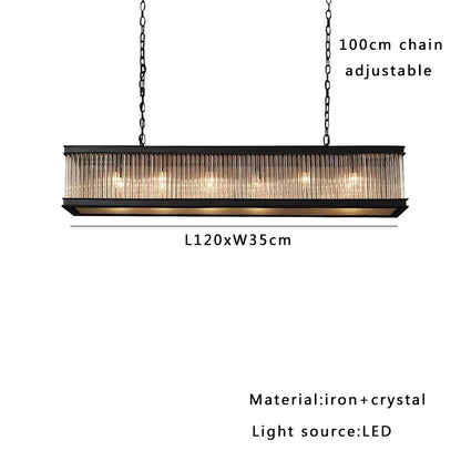 DecorBites™ Crystal Rectangle Chandelier: Classic Retro Nordic Ceiling Hanglamp for Dining Room.