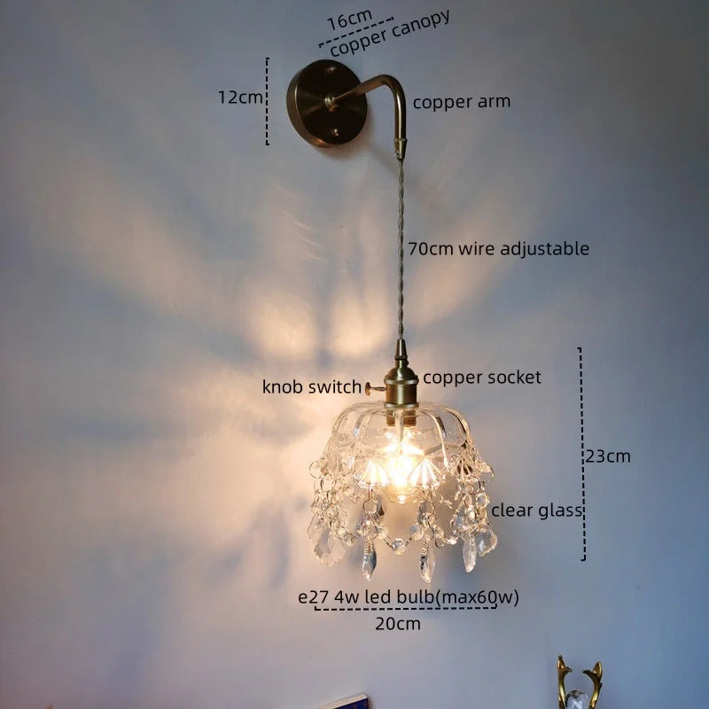 DecorBites™ Crystal Copper LED Wall Sconce Light for Home Decor & Indoor Lighting