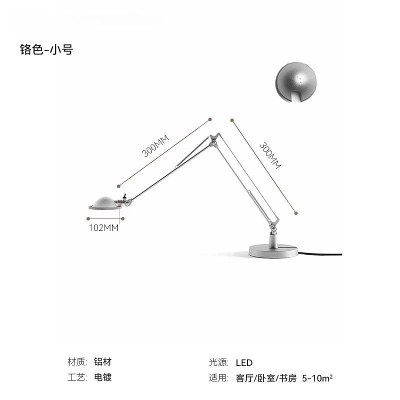 DecorBites™ Industrial Black/Chrome LED Rocker Arm Desk Light with Adjustable Arm