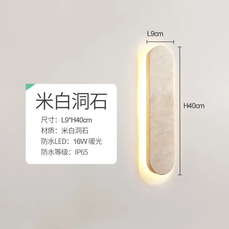 DecorBites™‎ مصباح حائط LED للفناء - مصباح خارجي عصري مقاوم للماء من الحجر الطبيعي