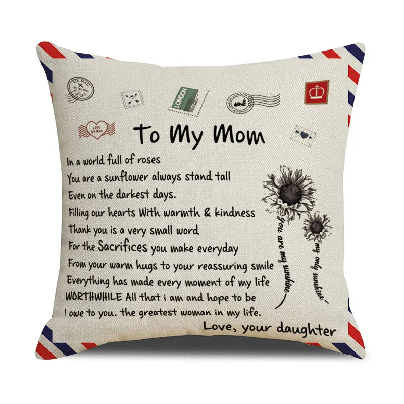 Funda de cojín DecorBites™ Love Mom 45x45cm - Regalo de aniversario familiar - Diseño nórdico