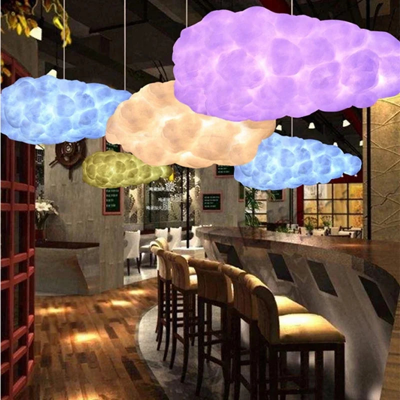DecorBites™ Cloud Chandelier: Cotton Lampshade Hanging Light for Bedroom & Living Room