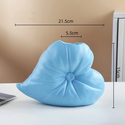 DecorBites™ Fluffy Heart Vase: Ceramic Handicraft Home Decor Accessory