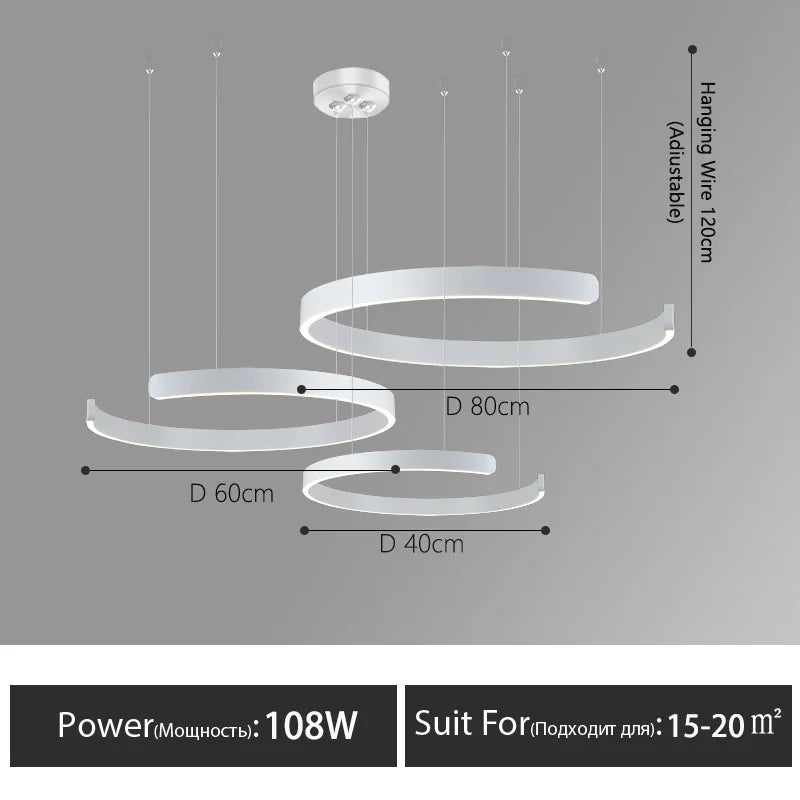 DecorBites™ LED Round Ring Chandelier for Dining Room, Living Room, and Bedroom