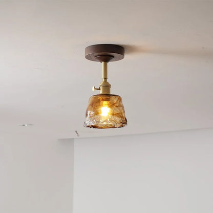 DecorBites™ Amber Glass Copper LED Ceiling Light Fixture for Modern Home Decor