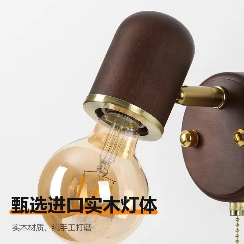 Decorbites™ Japanische Walnuss-Holzwandlampe für Schlafzimmer, Flur, Korridor, Treppenhaus