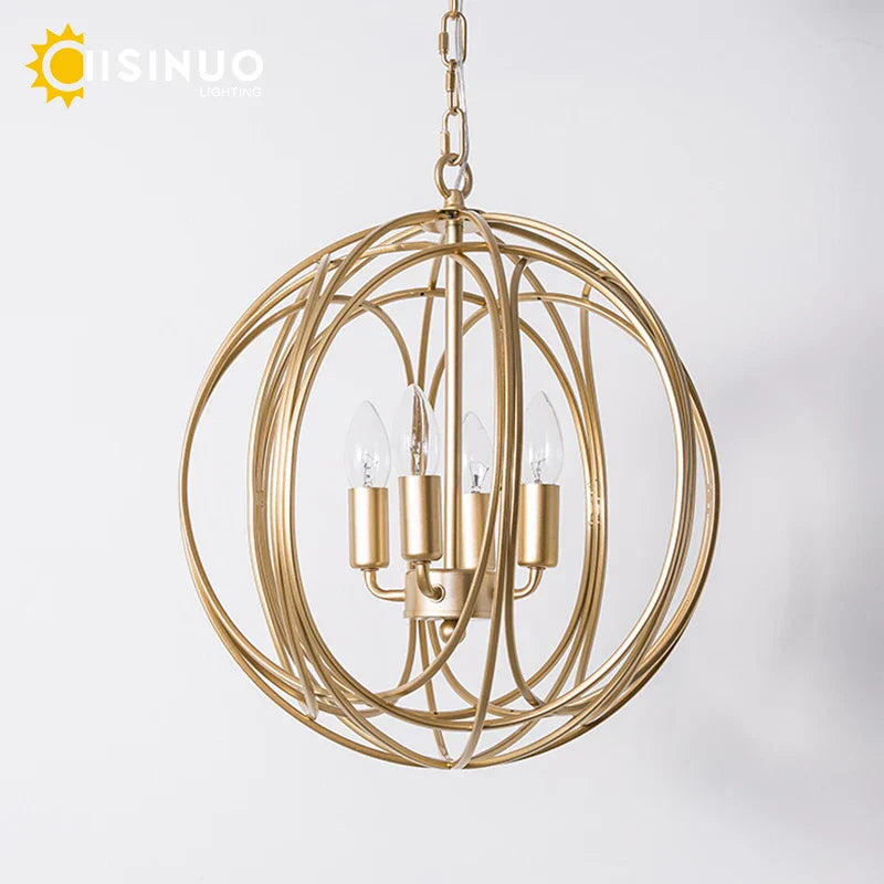 DecorBites™ Gold Globe Chandelier Pendant Light for Living Room & Dining Room