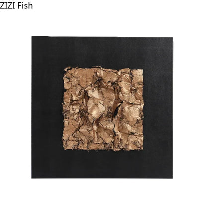 Cuadro colgante de tela dorada DecorBites™ Obra de arte abstracta moderna en relieve para pared