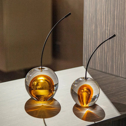 DecorBites™ Crystal Cherry Sculpture - Clear Cherry Decorative Figurine