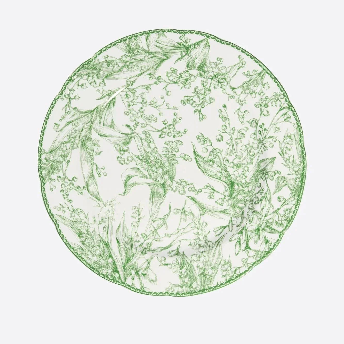Green Floral Dinner Plate