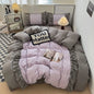 Decobites Lace Patchwork Duvet Cover Set, Soft Microfiber, Full Queen Size Bed Linen Pillowcase