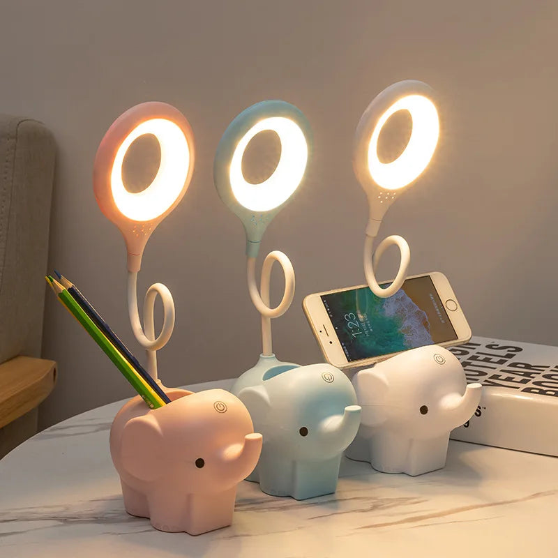 DecorBites™ Elephant LED Table Lamp: Three Color Temperature Adjustable Eye Protection Learning Light