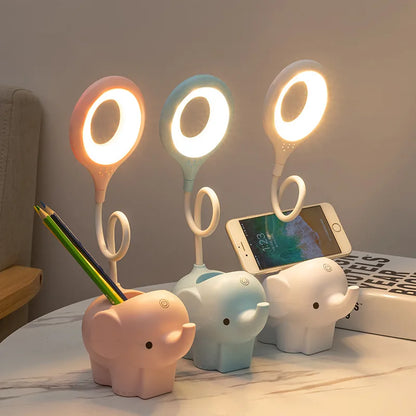 DecorBites™ Elephant LED Table Lamp: Three Color Temperature Adjustable Eye Protection Learning Light