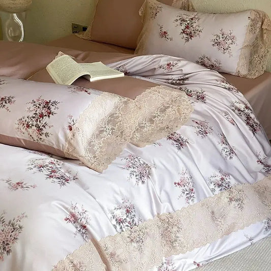 Decobites Vintage Lace Princess Floral 1000TC Egyptian Cotton Bedding Set