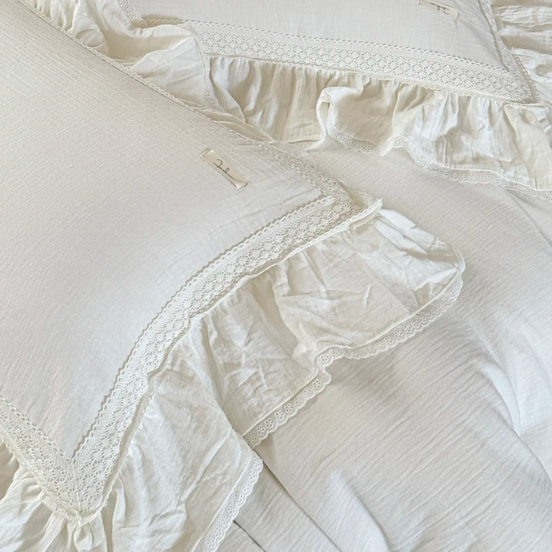 Decobites Double Layer Crinkle Yarn French Vintage Princess Ruffles Bedding Set