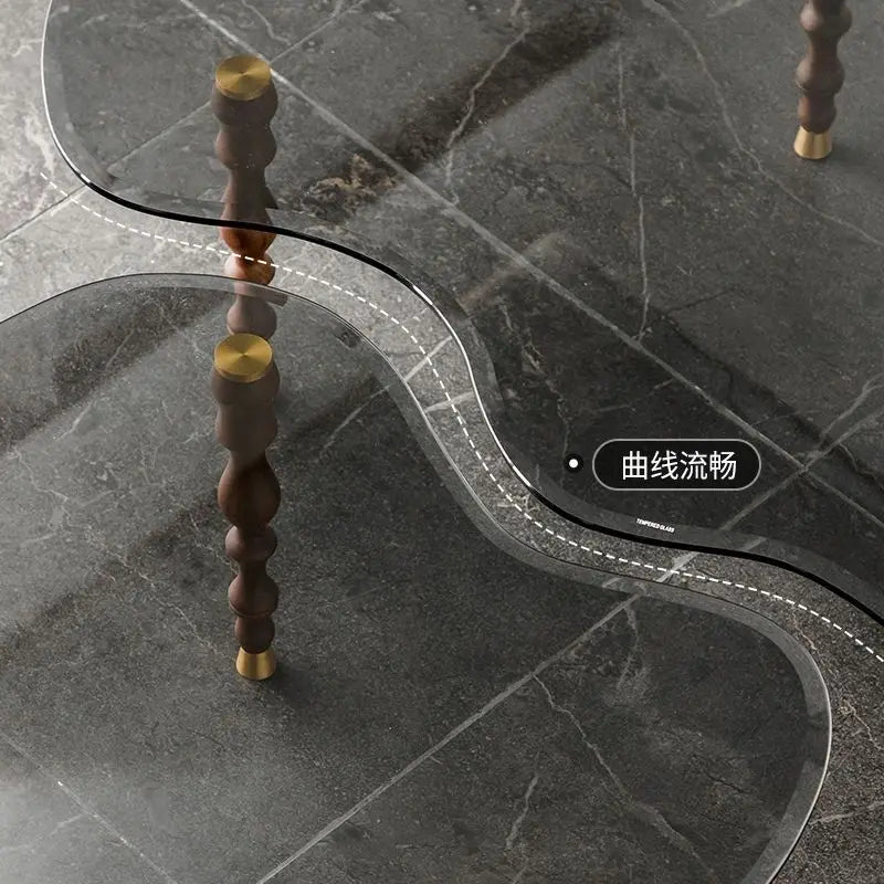 DecorBites™ 80*40cm Solid Wood Peanut-Shaped Coffee Table for Living Room