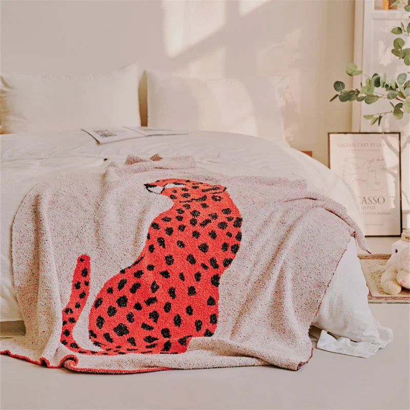 DecorBites™ Hairy Furry Leopard Pattern Blanket