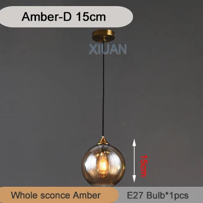 DecorBites™ Industrial Glass Pendant Light for Dining Table, Kitchen, Bar, Office - E27