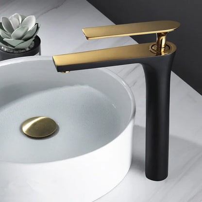 DecorBites™ Brushed Gold Brass Basin Faucet Cold Hot Water Mixer Sink Tap Black/Chrome