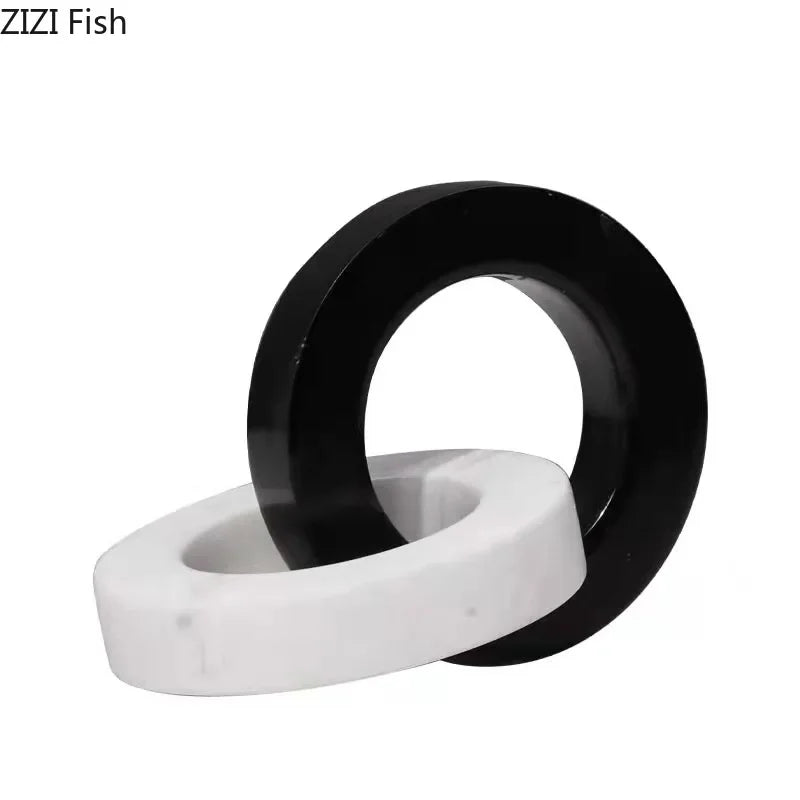 DecorBites™ Ceramic Knot Sculpture Marble Round Ring Abstract Desk Decor Craft