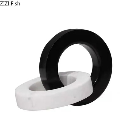 DecorBites™ Ceramic Knot Sculpture Marble Round Ring Abstract Desk Decor Craft