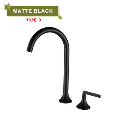 DecorBites™ Brass Basin Faucet Brushed Gold Double Bracket Two Holes Hot Cold Mixer