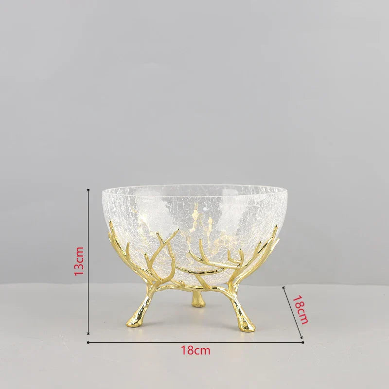 DecorBites™ Golden Branches Glass Bowl Set for Home Kitchen Desserts and Snacks