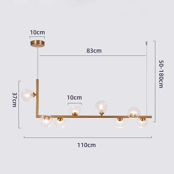 DecorBites™ Glass Black Chandelier Pendant Lamp Nordic Modern Living Room Light