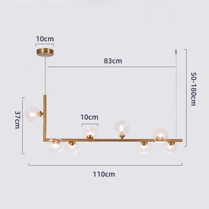 DecorBites™ Glass Black Chandelier Pendant Lamp Nordic Modern Living Room Light