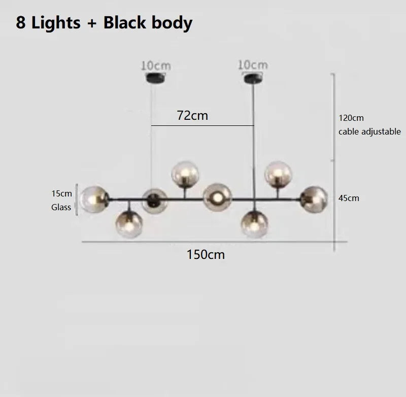 DecorBites™ LED Glass Pendant Chandelier: Modern Nordic Style for Dining Room, Bedroom Decor