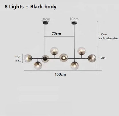 DecorBites™ LED Glass Pendant Chandelier: Modern Nordic Style for Dining Room, Bedroom Decor