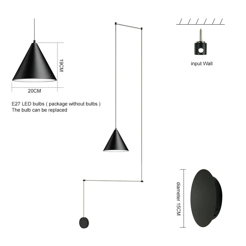 Lámpara colgante LED negra DecorBites™ para decoración moderna de dormitorios y comedores