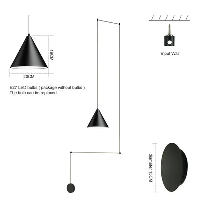 Lámpara colgante LED negra DecorBites™ para decoración moderna de dormitorios y comedores