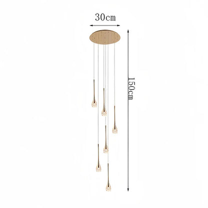 Modern Crystal Pendant Light With Adjustable Height