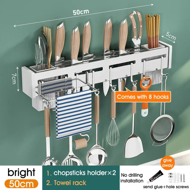 Organizador de Cocina Decorbites™: Estante de Almacenamiento Multifuncional para Cuchillos y Palillos Montado en la Pared