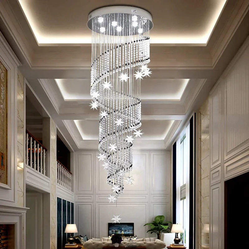 DecorBites™ Crystal Chandelier: Modern Luxury LED Hanging Light for Staircase, Living Room, Hallway