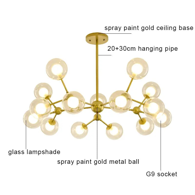 ثريا DecorBites™ الزجاجية المعلقة على شكل كرة لغرفة المعيشة وغرفة النوم وغرفة الطعام