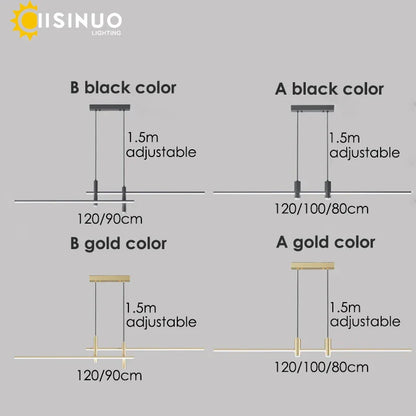 DecorBites™ Adjustable LED Pendant Light in Black/Gold for Office Dining Living Room