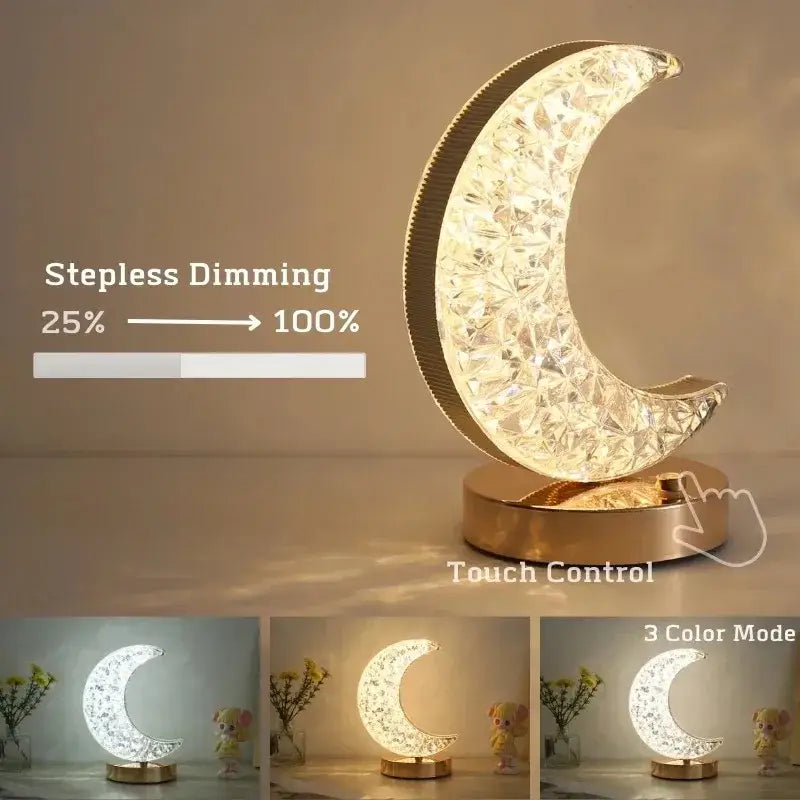 Decorbites™ Schlafzimmer Kristall-Touch-Dimm-Nachtlicht Mädchenzimmer Heimdekoration Ästhetik USB-Nachttisch LED Umgebungs-Tisch 3D