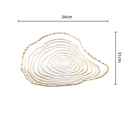 DecorBites™ Gold Foil Glass Tray Geometric Fruit Plate Home Decor Accessory