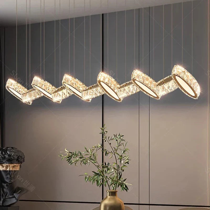 DecorBites™ Crystal Chandelier Stair Pendant Lamp Living Room Interior Lighting