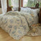 Decobites Floral Print Cotton Princess Bedding Set with Vintage Lace Details