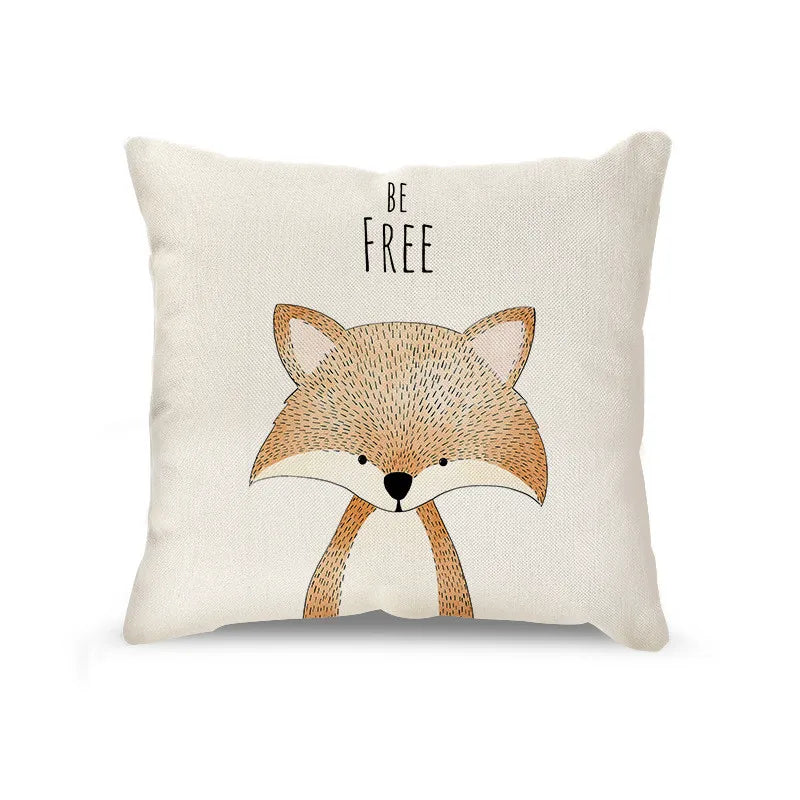 DecorBites™ Cartoon Animal Linen Pillowcase | Home Decor Throw Pillow Covers for Sofa