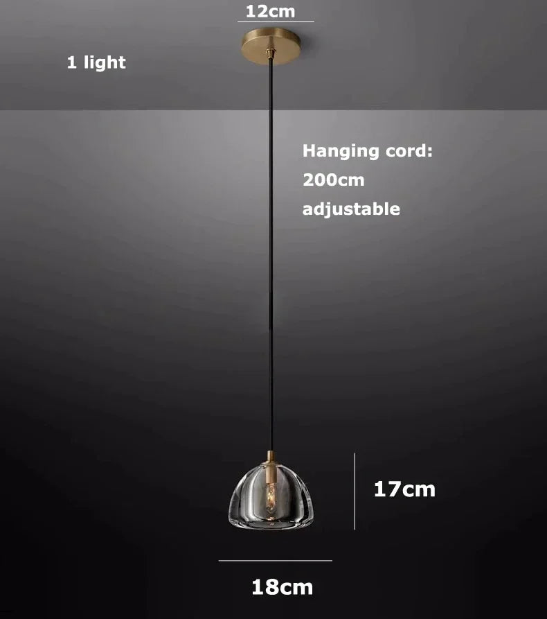 DecorBites™ Black Brass Retro Crystal Copper LED Ceiling Pendant for Home Lighting