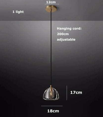 DecorBites™ Black Brass Retro Crystal Copper LED Ceiling Pendant for Home Lighting