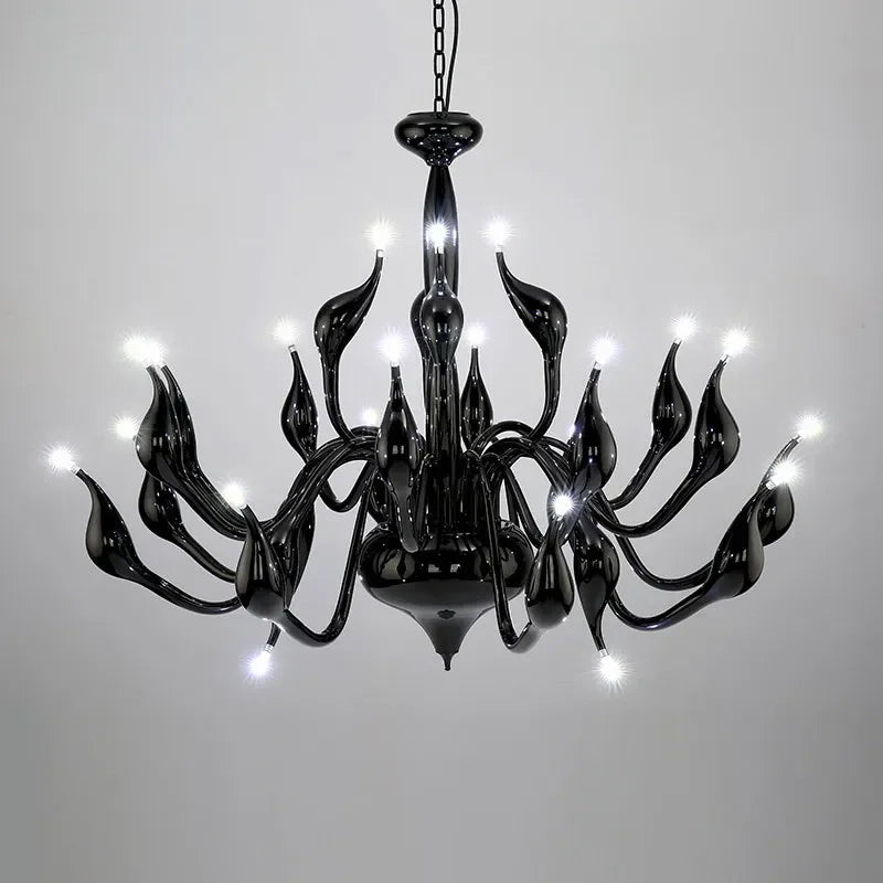 DecorBites™ Iron Swan Pendant Lamp | Nordic LED Chandelier for Home Decor