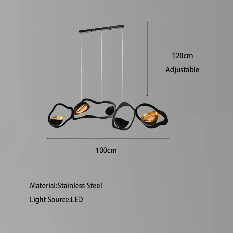 ثريا ديكوربايتس™ LED من الفولاذ المقاوم للصدأ باللون الأسود - تصميم عصري فاخر لغرفة المعيشة
