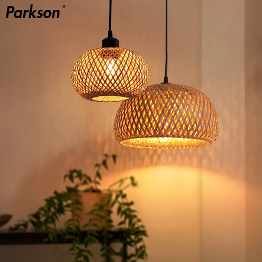 DecorBites™ Bamboo Rattan Pendant Chandelier for Dining Room and Restaurant Lighting